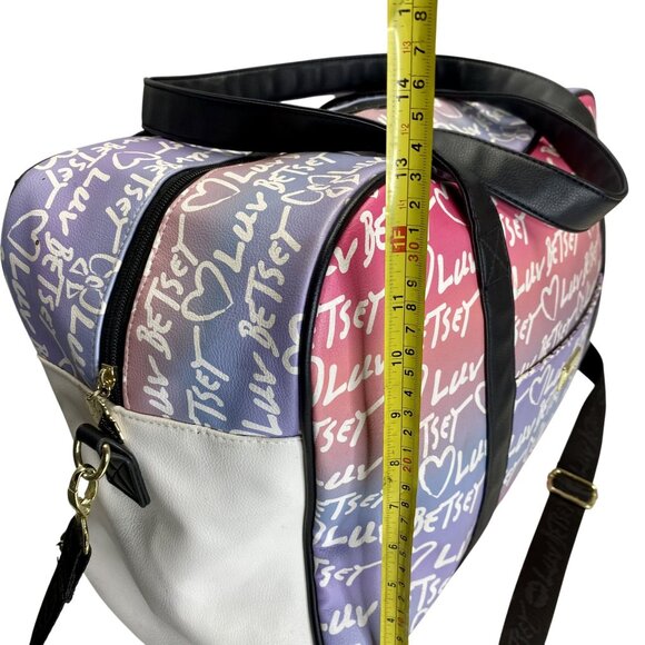 Luv Betsey by Betsey Johnson Multicolor Heart Graffiti Weekender Travel Bag - Picture 5 of 14